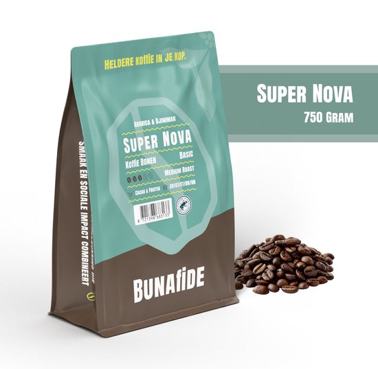 Bunafide - Super Nova - Medium Roast - Arabica & Djimmah - Koffiebonen - 750 gram