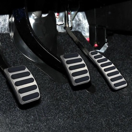 Auto Pedaal Covers - Pedaalbekleding RVS - Verbeter Rijervaring - Antislip Oppervlak - Set van 3 - Zilver — afbeelding 2