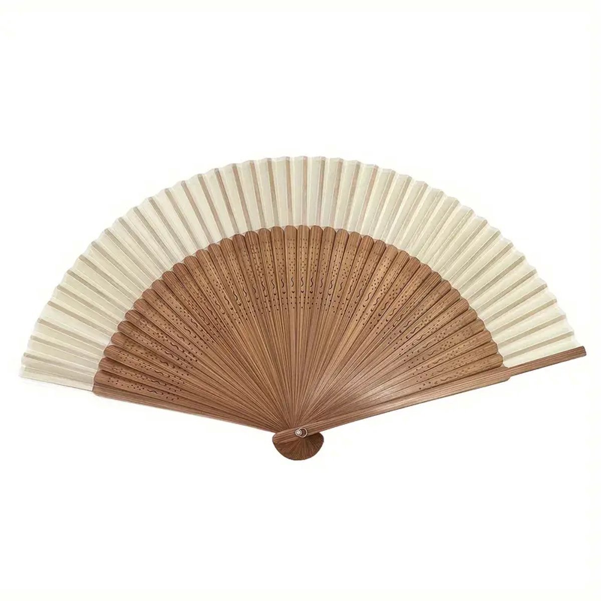 @ Lu’s Today® – Basic Household Essentials – Bamboe Waaier – Handwaaier – Opvouwbaar – hout/Ecru - Elegant – Verkoeling