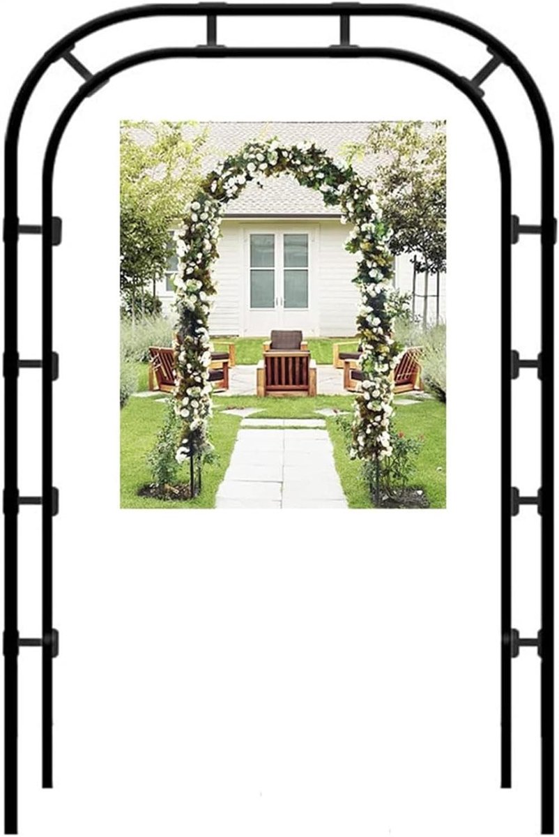 Tuinboog Metaal - Rozenboog Decoratie - Bruiloft Versieren - Roestwerende Coating - 200 cm Hoog - Zwart
