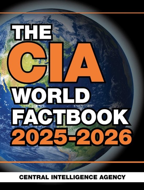 Boekomslag van 'The CIA World Factbook 2025-2026' met de aarde op de achtergrond.