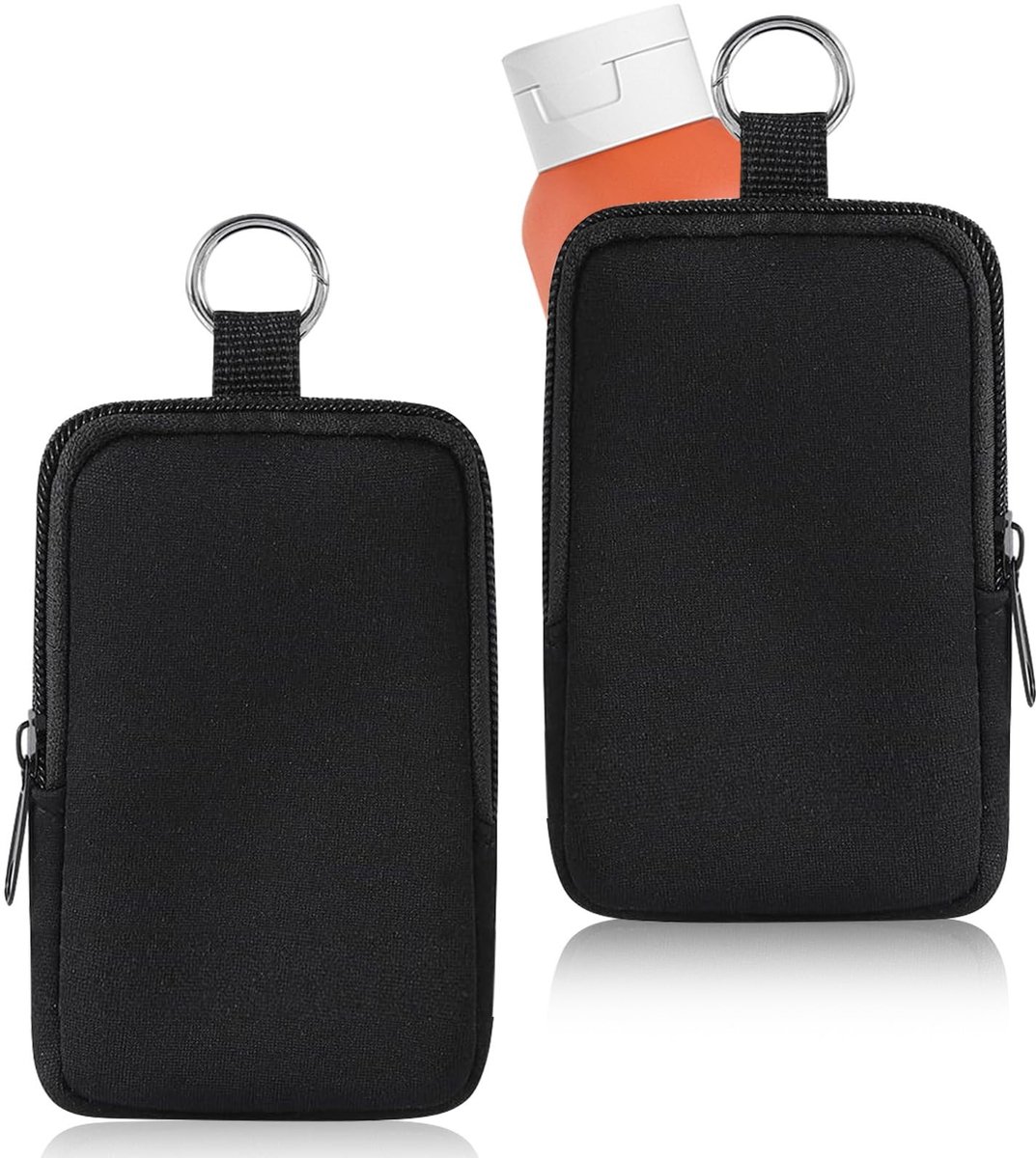 Dailygoods- Neopreen Pouch - 2 Stuks - Waterafstotend - Draagbare Make-up Tas - Sleutelhanger - Reis Organizer - Slank Profiel 19 x 11 cm - Make-uptas