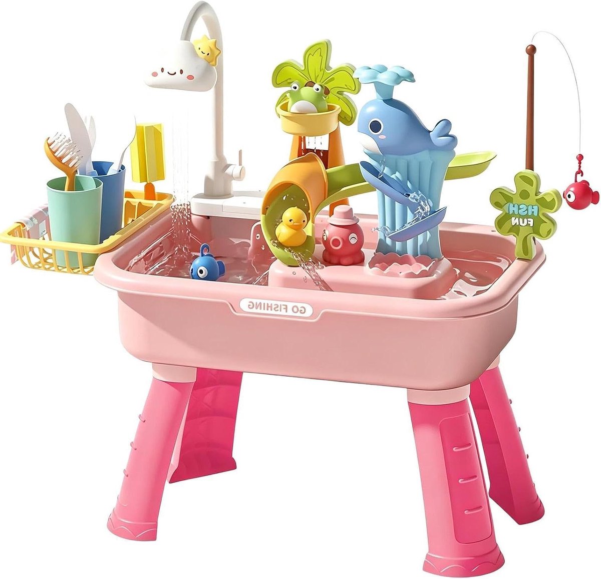 Wateractiviteitentafel - Speelgootsteen - Buiten Spelen - Met Pomp - 54 x 29 x 53 cm - Roze