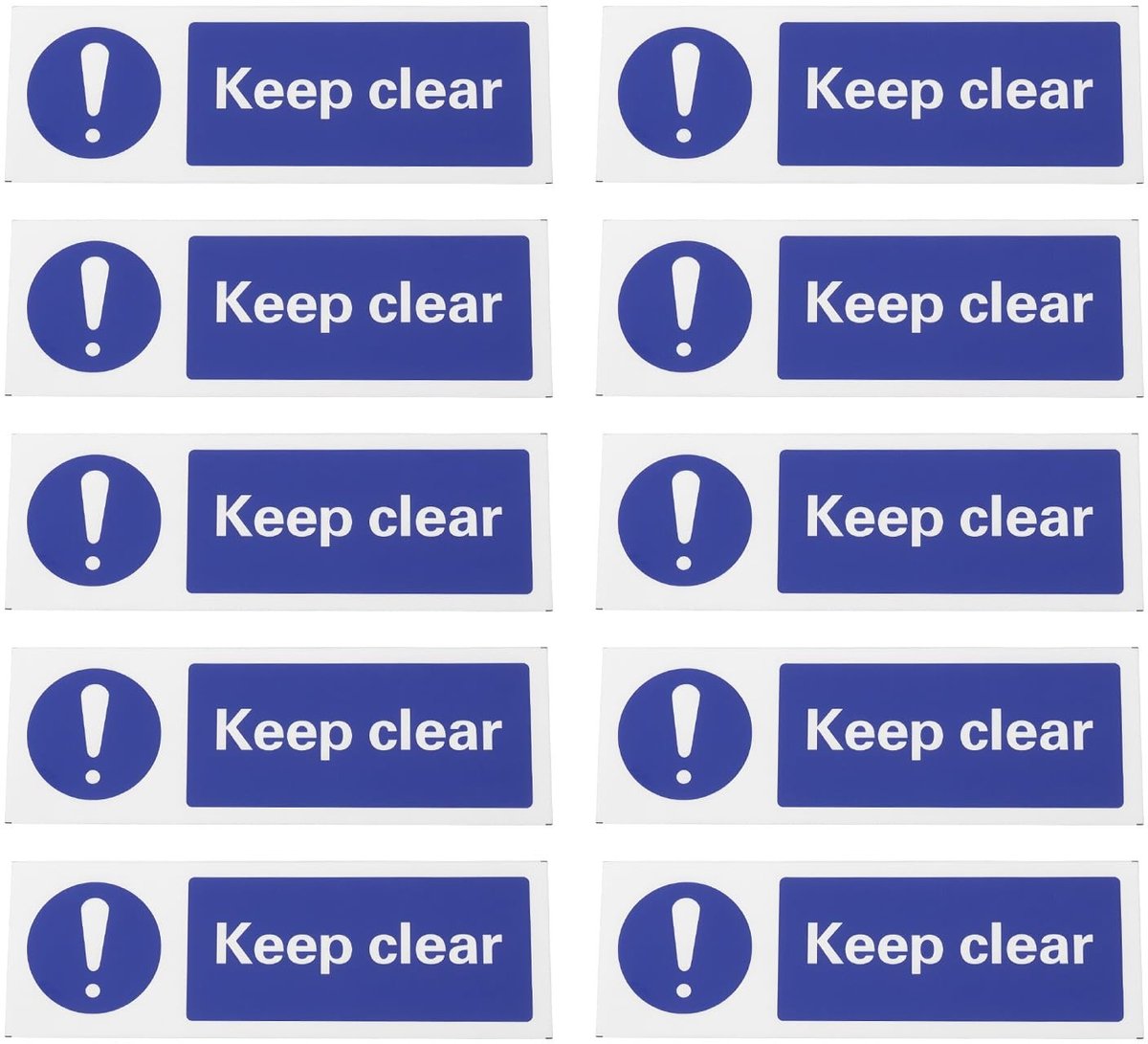 Dailygoods- Keep Clear Sticker 10 Stuks - PVC Sticker 150x50mm - Duurzaam - Weerbestendig - UV-bestendig - Zelfklevend - Waarschuwingssticker