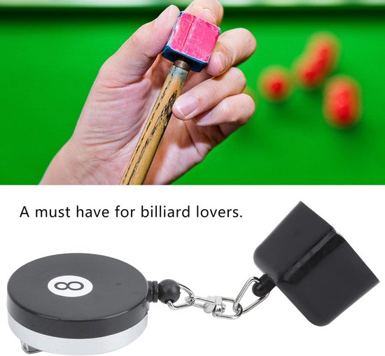 Biljartkeu Krijthouder - Snooker Accessoire - Biljart Spelen - Intrekbare Riemclip - 31 gram - Zwart — afbeelding 4