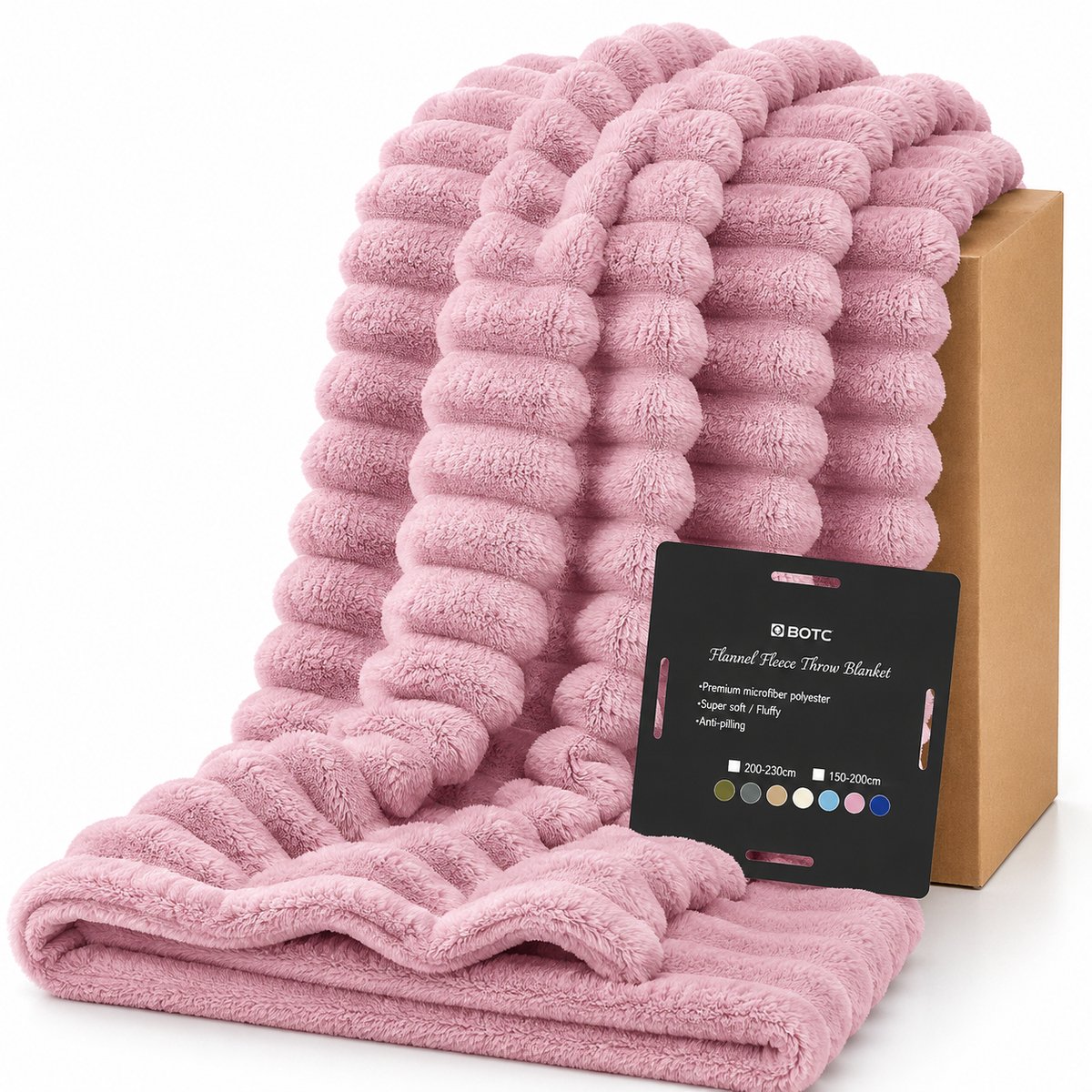 BOTC Luxe Fleece deken - Plaid - Super Zacht, Warm en Donzig - Cadeau - 200x230cm - Roze
