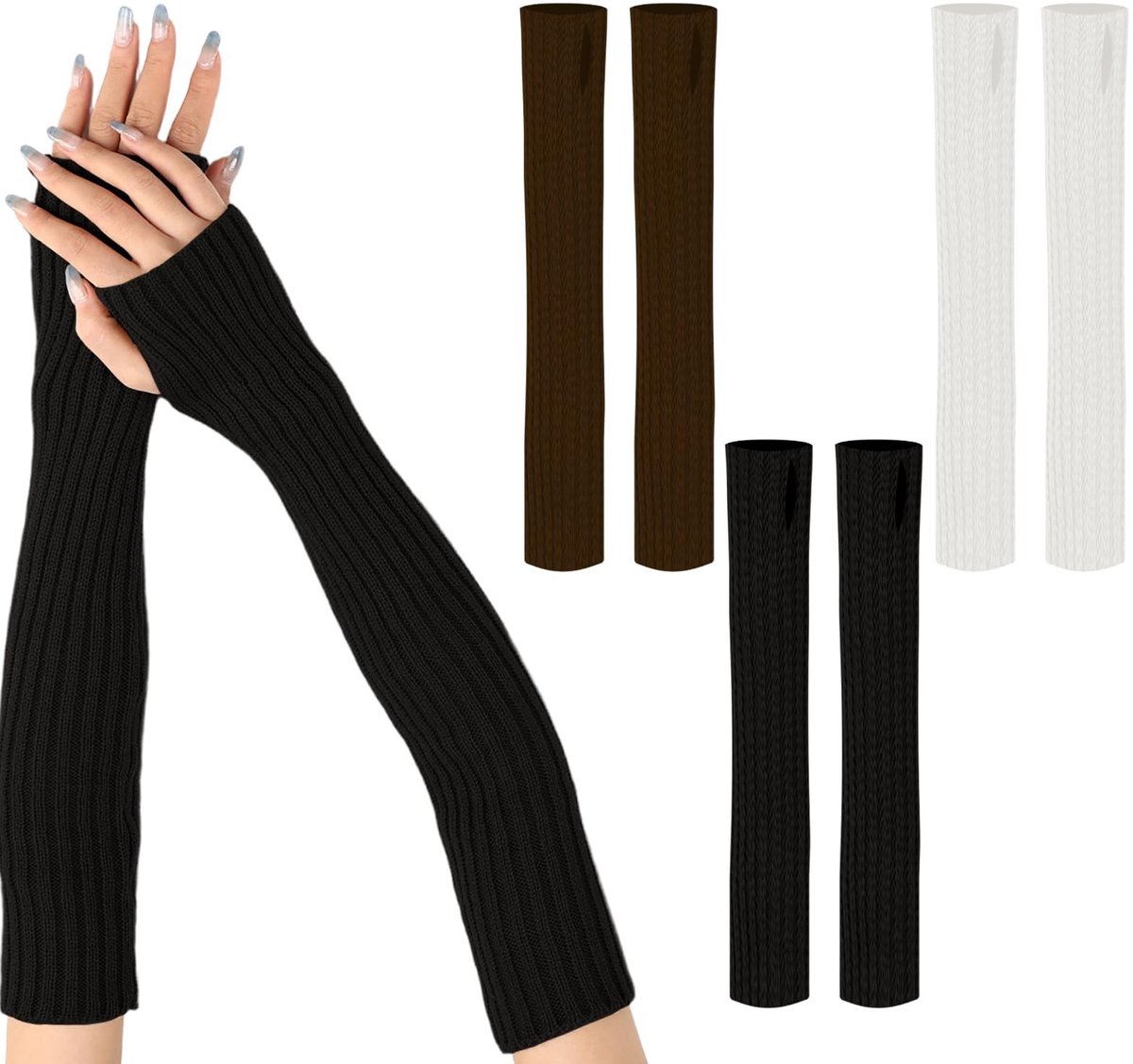 Dailygoods- Vingerloze Handschoenen Winter - 3 Paar - Warme Arm - Gebreide Handschoenen - Elastisch - Voor Dames/Heren