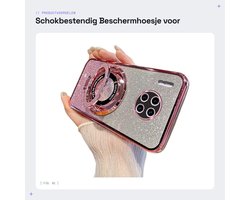 Dailygoods- Beschermhoesje Schokbestendig - Oppo Find X7 Ultra - Glinsterend TPU - Zachte Siliconen - Ringstandaard - Militaire Valbeveiliging - Telefoonhoes