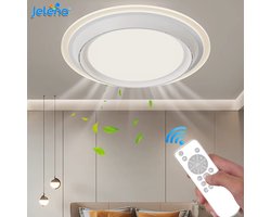 CreateEcom plafondventilator - plafondlamp - stille ventilator - dim mogelijkheid - 3 kleuren licht - app control - met afstandsbediening - 50 x 50 x 11 cm - wit