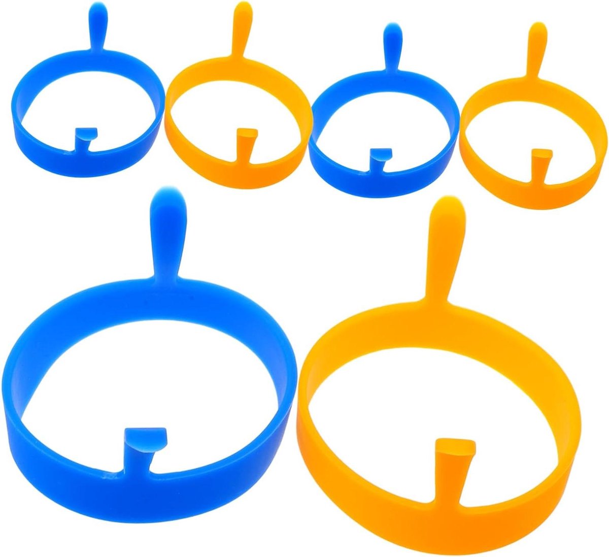 Siliconen Eierringen - Pannenkoekvormen - Ontbijt Maken - Dubbele Handgrepen - 6 Stuks - Mix Kleuren