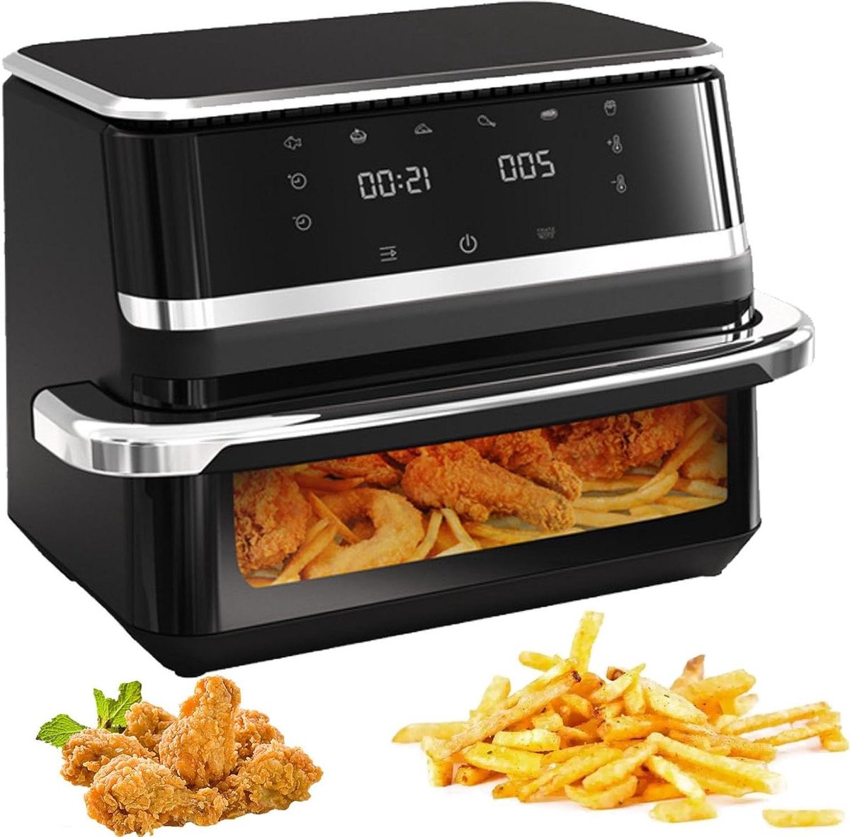 Luchtfriteuse Oven - Digitale Frituurpan - Gezond Koken - Zichtbaar Glazen Venster - 12 Liter Capaciteit - Zwart