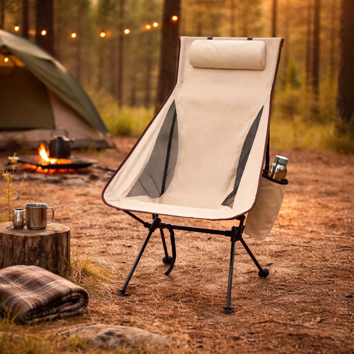 Dailygoods Opvouwbare campingstoel, aluminium frame, 600D Oxford-stof, 150 kg draagvermogen, draagbare buitenstoel voor