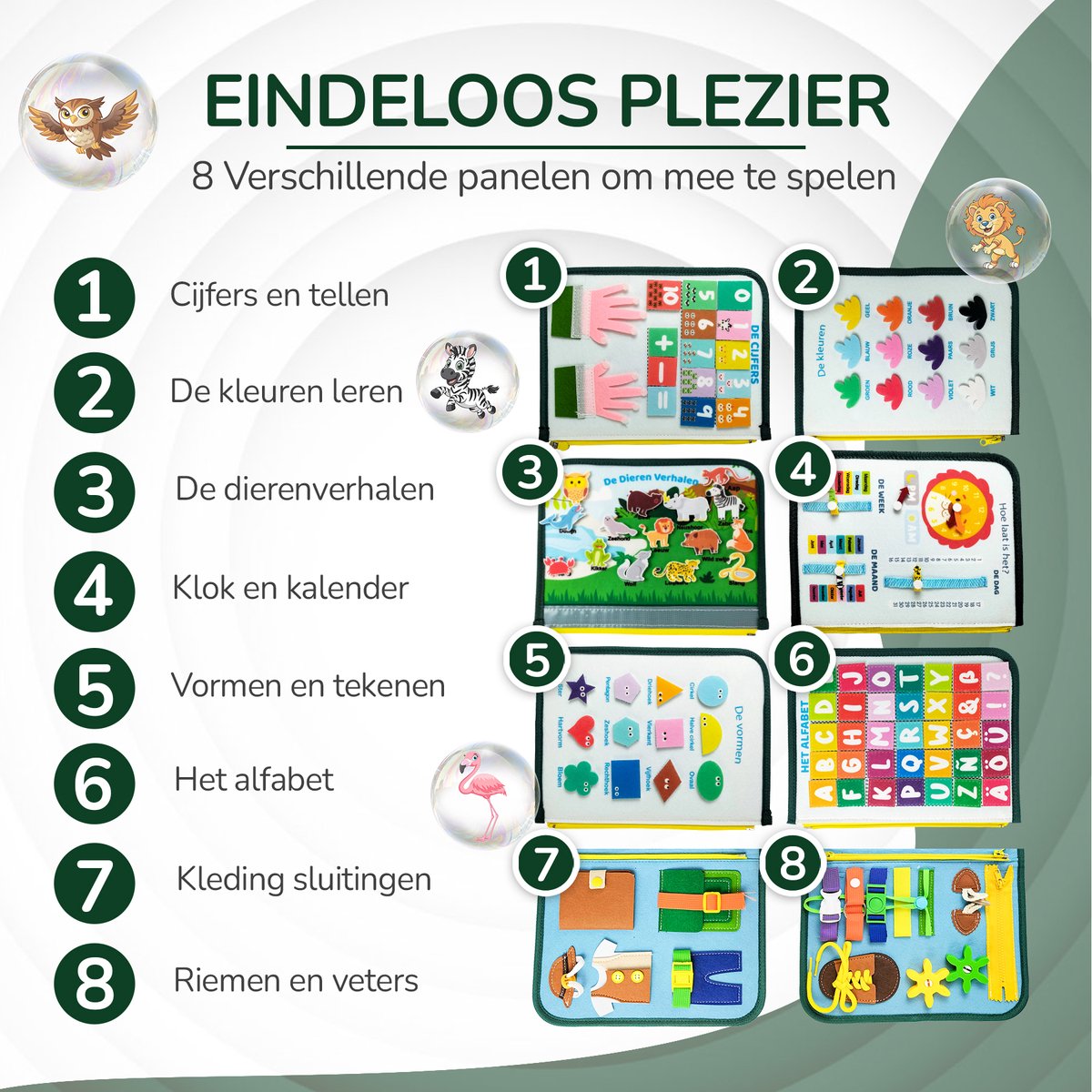 GoodsFrom® Busy Board - Montessori speelgoed - Activiteitenbord - Sensorisch speelgoed - Educatief speelgoed - Montessori activiteitenboek - Nederlands — afbeelding 2