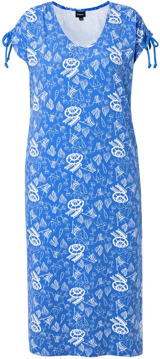 Ulla Popken - Dames - Jersey jurk - Pauwenblauw - Maat 46+