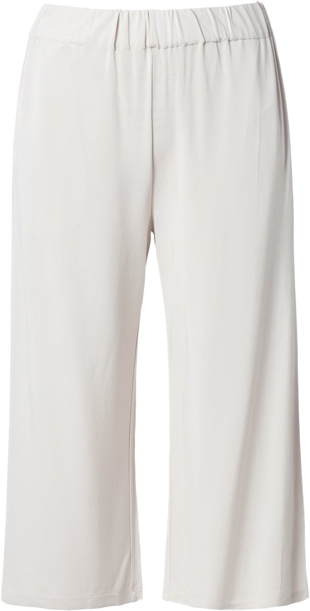 Ulla Popken - Dames - Slinky culotte kuitlengte wijde pijpen - Grijsbeige - Maat 42+