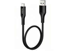 Maxonar USB C naar USB A Kabel 60cm - 10Gbps USB 3.2 Gen 2 Korte Kabel - Snellaadkabel 3,1A QC 3.0 Nylon Gevlochten voor Android Auto, Samsung Galaxy S26 S25 S24, iPhone 18 17 16 Pro Max, Google Pixel 10 9 8, SSD, Powerbank - Zwart