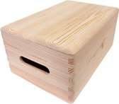 Houten kist - opbergkist met klepdeksel 29,5 x 19,5 x 13cm. Herinneringskist-speelgoedkist-gereedschapskist-opberger-knutselkist. Onbehandeld.