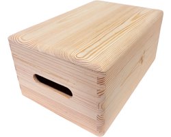 Houten kist - opbergkist met klepdeksel 29,5 x 19,5 x 13cm. Herinneringskist-speelgoedkist-gereedschapskist-opberger-knutselkist. Onbehandeld.