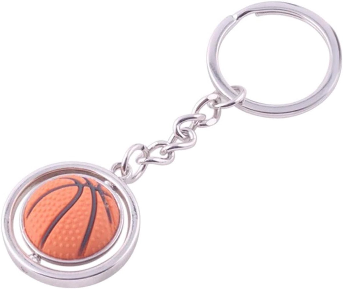 Basketbal Sleutelhanger - Voetbal sleutelhanger - Cadeau uitdelen - Draaiend bal ontwerp - 4.3 cm - Zilverkleurig