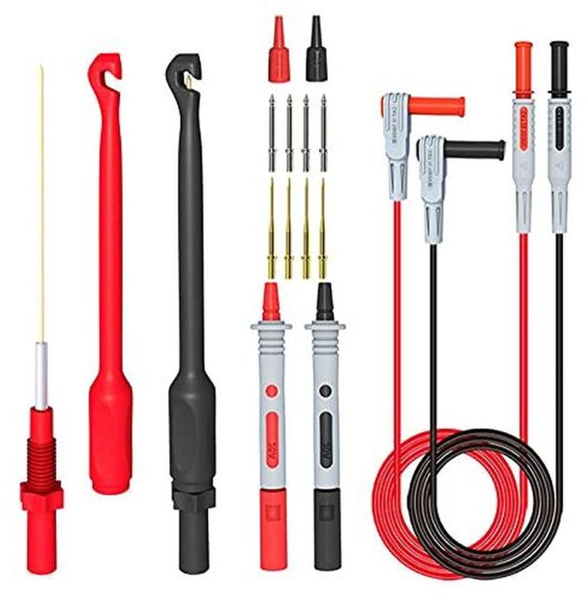 Multimeter Test Leads Kit - Meetkabels Set - Elektrisch Onderhoud - Niet-destructief Testen - 14 stuks - Rood en Zwart