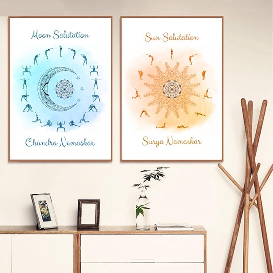 Canvas Schilderij Set - Wanddecoratie Prints - Yoga Studio Decor - Waterdichte UV-bestendige Inkt - 30cmx40cm 2 Stuks - Meerkleurig — afbeelding 3