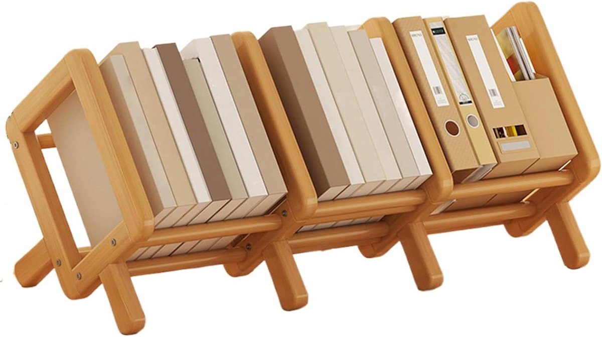 Houten Boekenstandaard - Boekenkast Bureau - Bureau Organiseren - Verstelbare Capaciteit -
