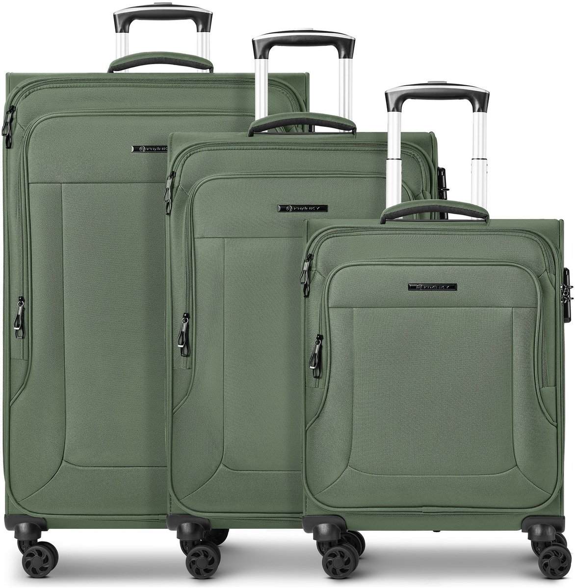 Franky Melbourne 3.0 4-wiel kofferset, 3-delig, met rekbare vouw - Zachte bagage - Combinatieslot - olive