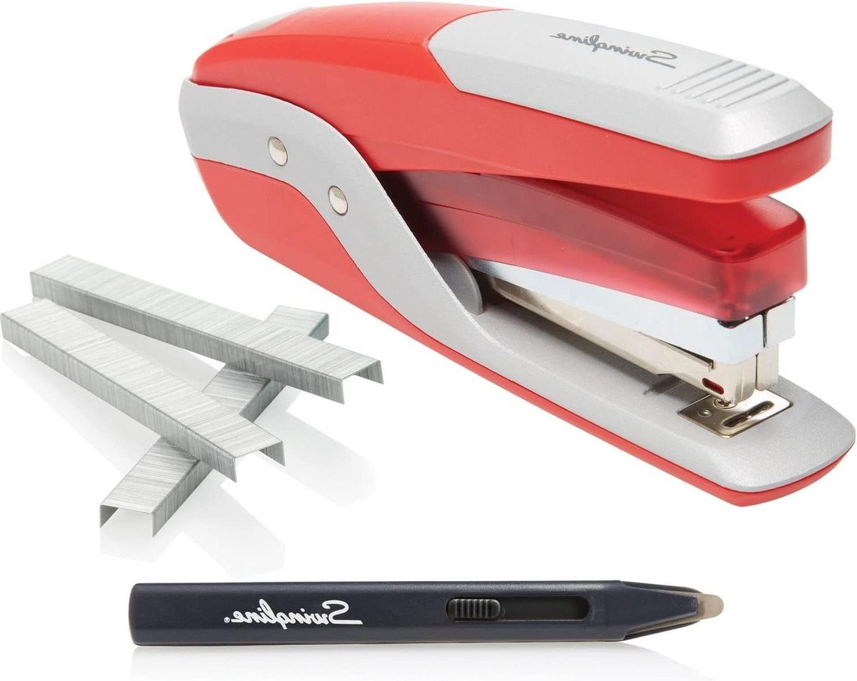 Nietmachine Metaal - Tacker Perforator - Documenten Ordenen - Gereduceerde Inspanning - 28 Vel - Rood/Zilver