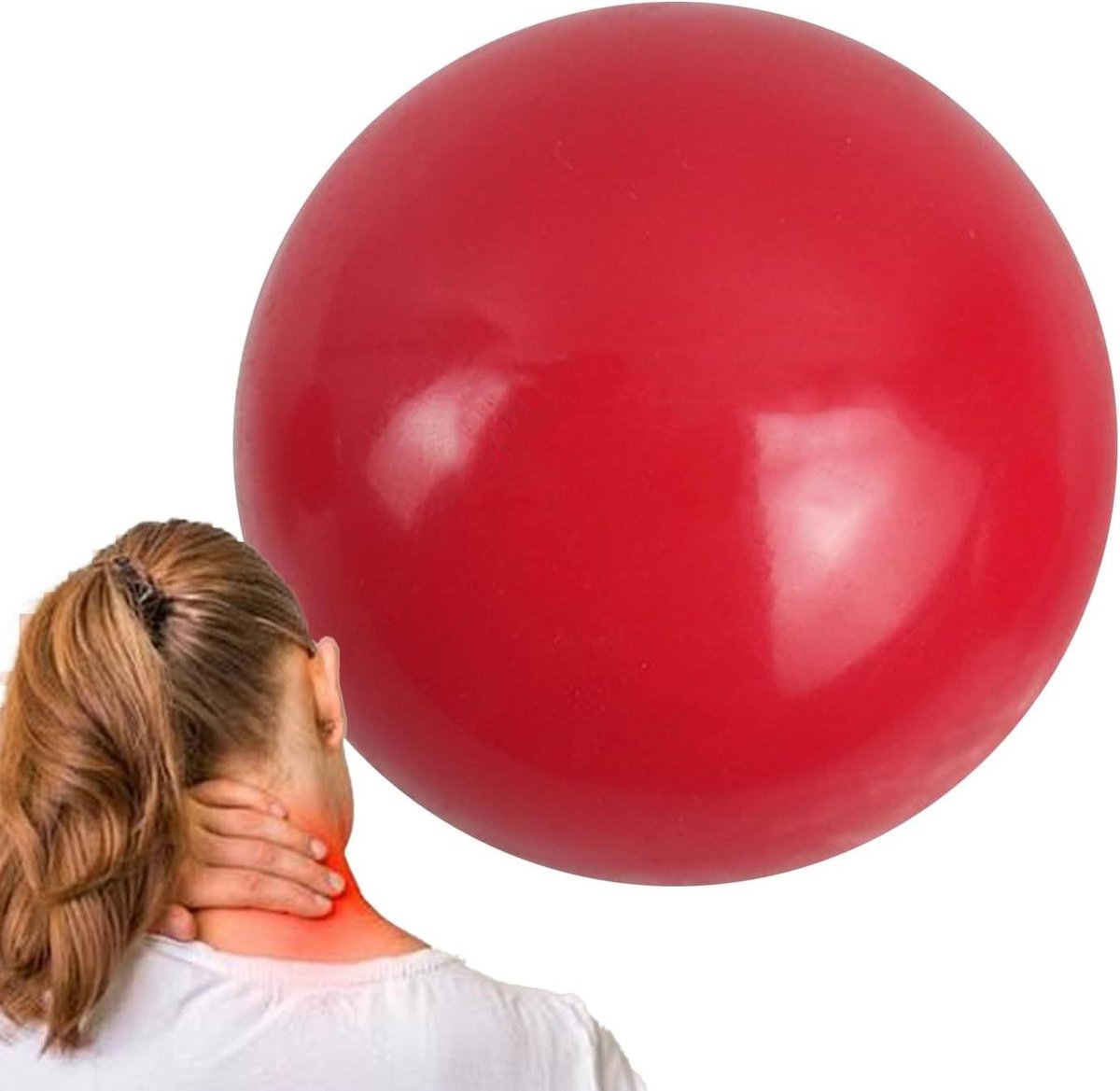 Kogelmassageapparaat - Voetrol massagebal - Spierontspanning verlichten - Dynamisch druktoewijzingsmechanisme - 12 x 12 x 12 cm - Rood