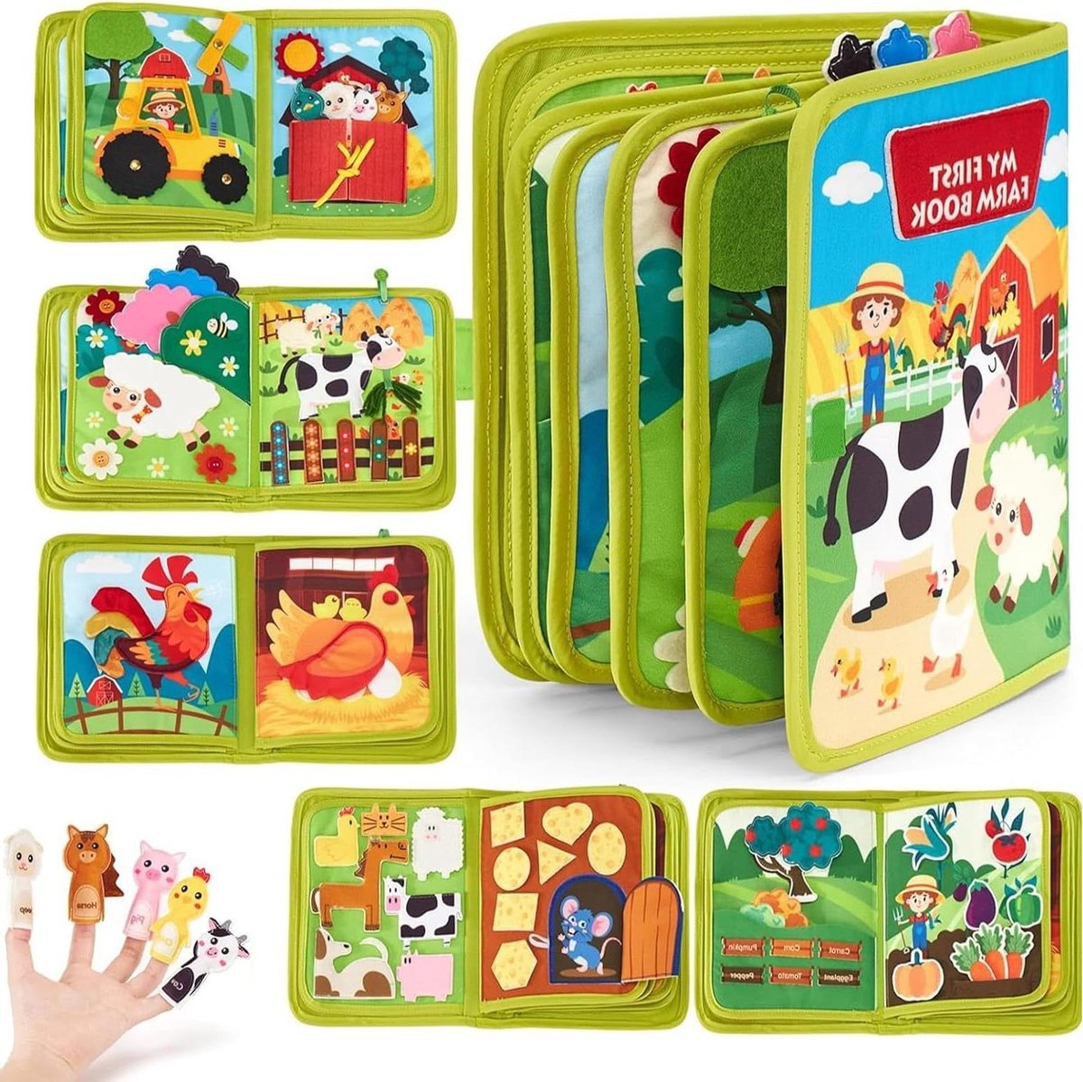 Kinder Activiteitenboek - Fijne Motoriek Boek - Reizen en Thuis - Interactieve Boerderij - 25 x 22 x 3 cm