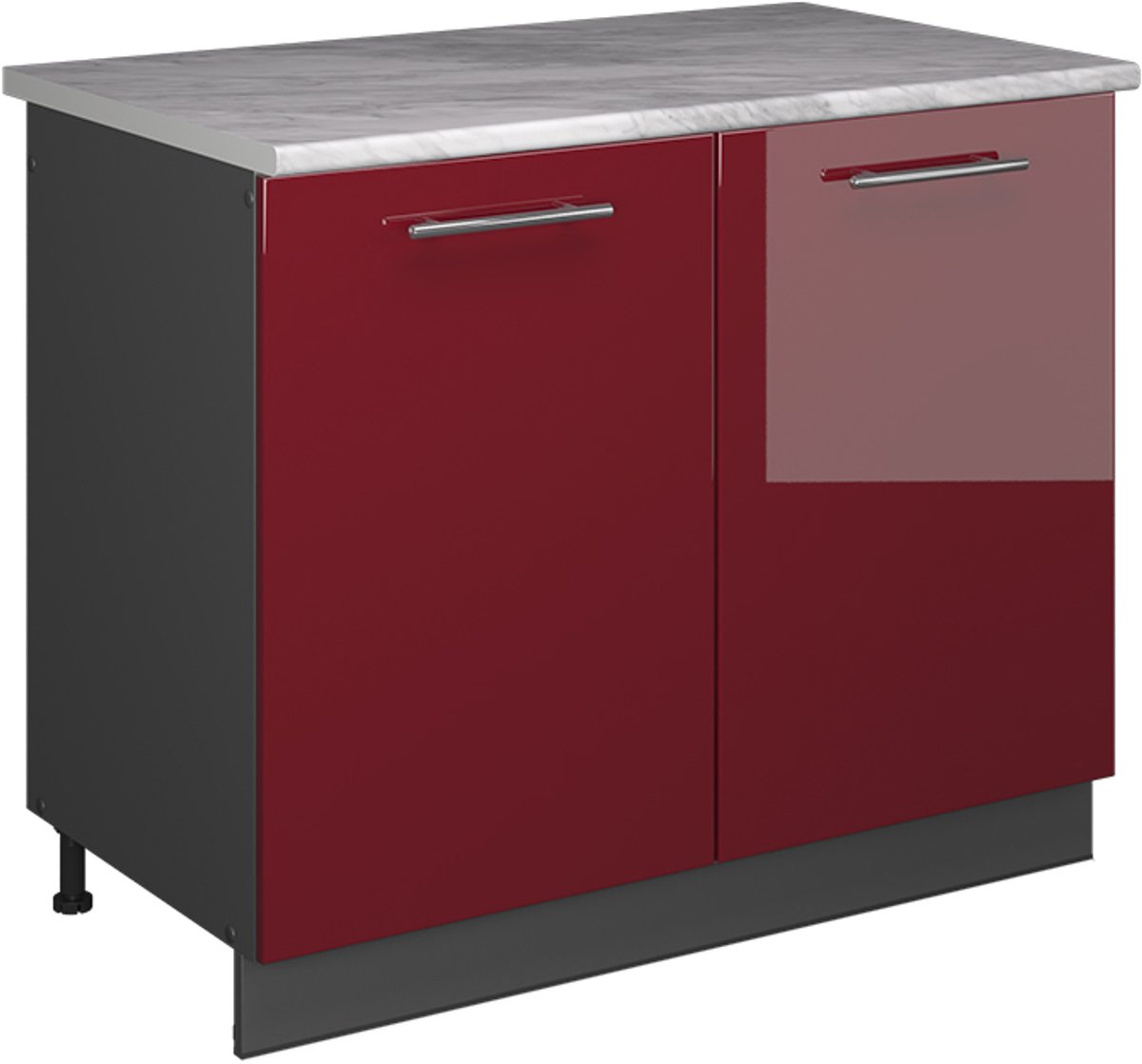 Vicco Wastafelkast Fame-Line, Bordeauxrode hoogglans/Antraciet, 100 cm, WB Marmer