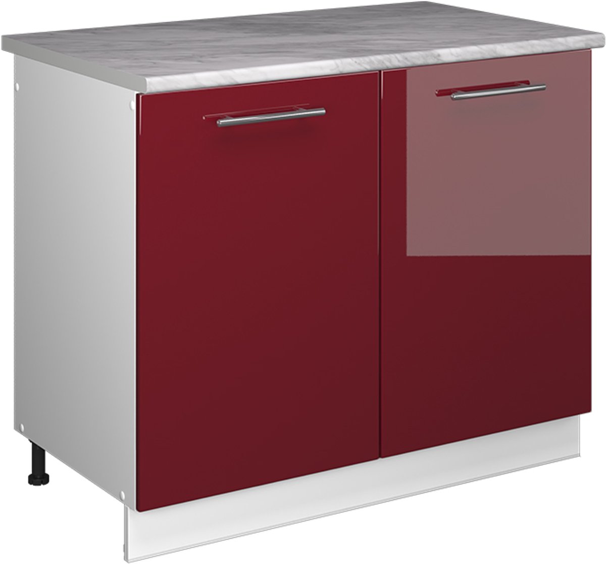Vicco Wastafelkast Fame-Line, Bordeauxrode hoogglans/Wit, 100 cm, WB Marmer