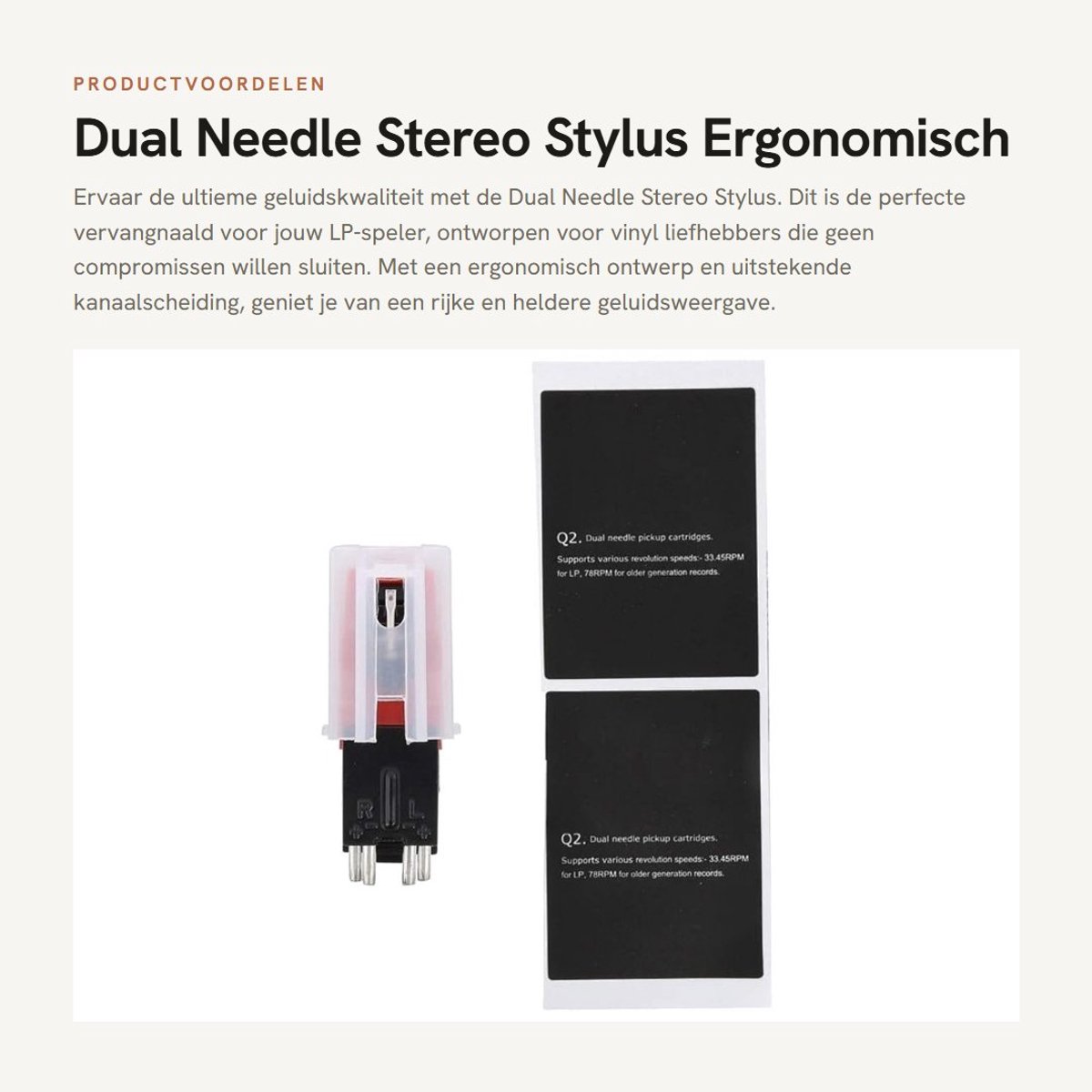 Dailygoods- Stylus Pen Ergonomisch Design - Dual Needle Stereo - LP Speler Accessoire - Hoogwaardige Materialen - Slijtvast - Compact - Vervangnaald
