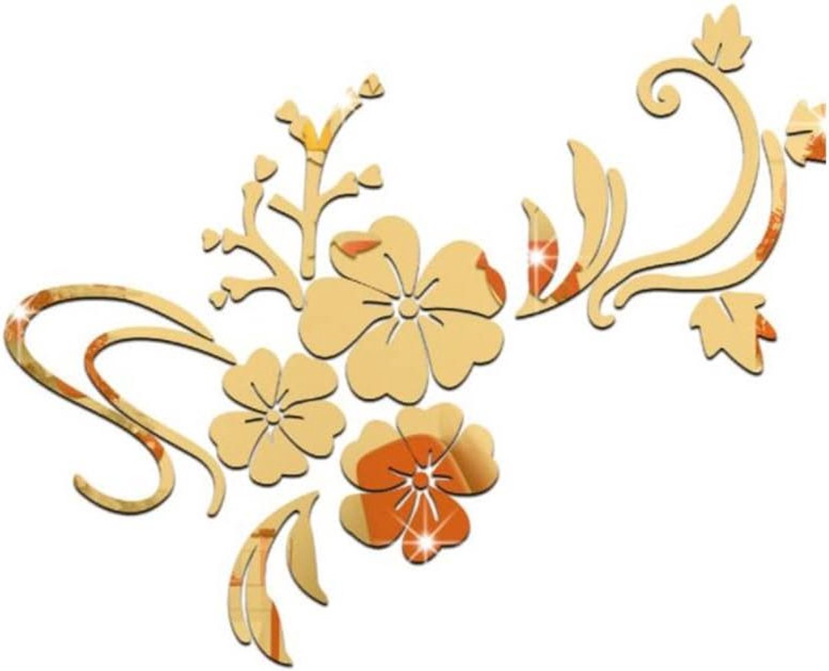 Spiegel Muurstickers - 3D Bloemen Decoratie - Wanddecoratie Aanbrengen - Acryl Spiegel Eff