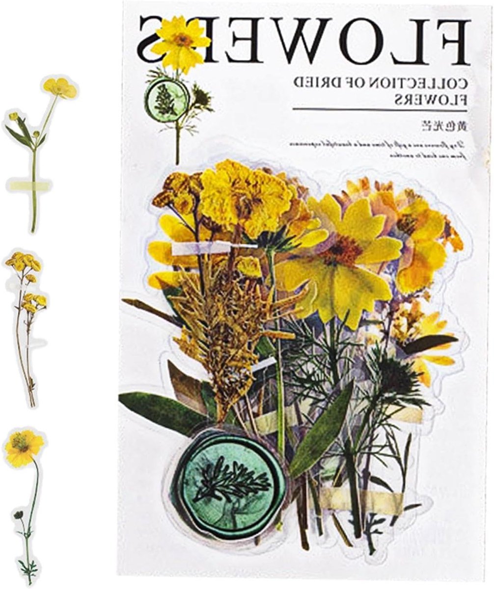 Gedroogde Bloemenstickers - Botanische Plantenstickers - Scrapbooking Decoratie - Waterdicht Materiaal - 7 x 7 x 1 cm - C