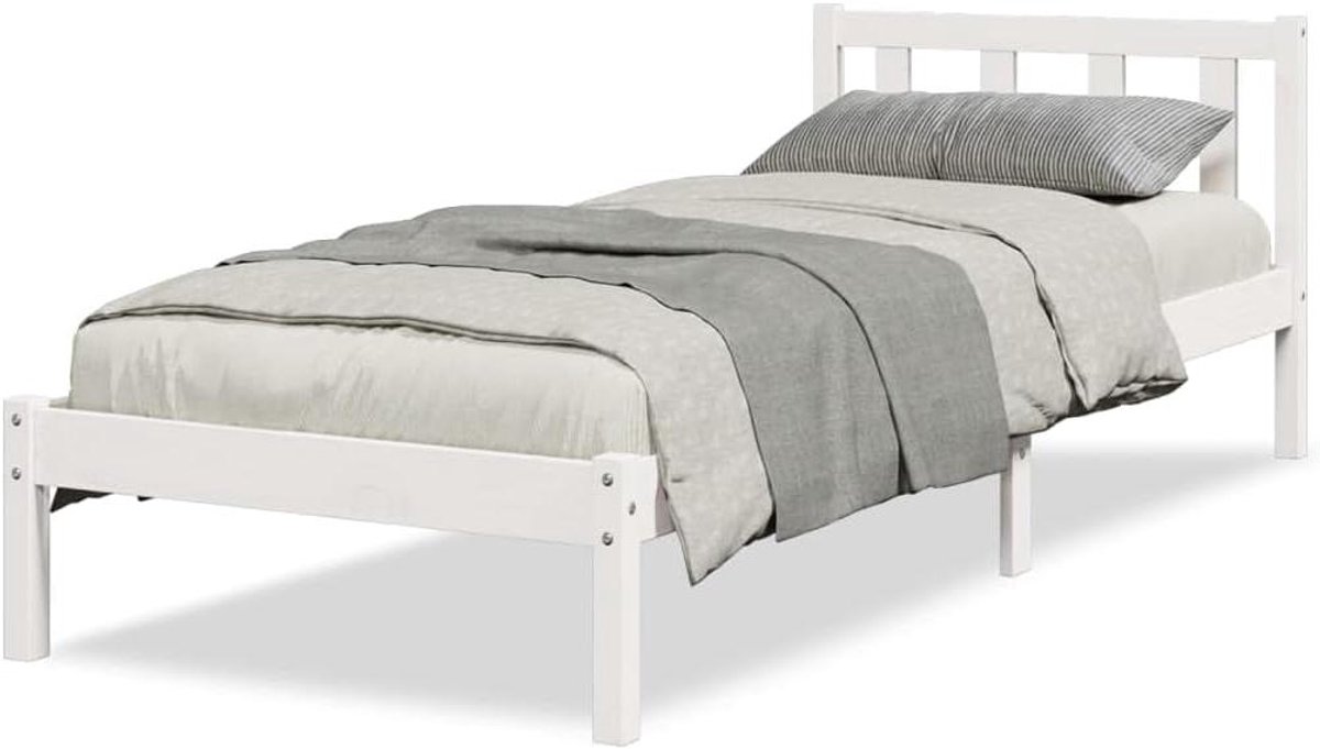 Massief houten bed - Eenpersoonsbed Grenen - Comfortabel Slapen - Extra lang ligoppervlak - 80 x 210 cm - Wit