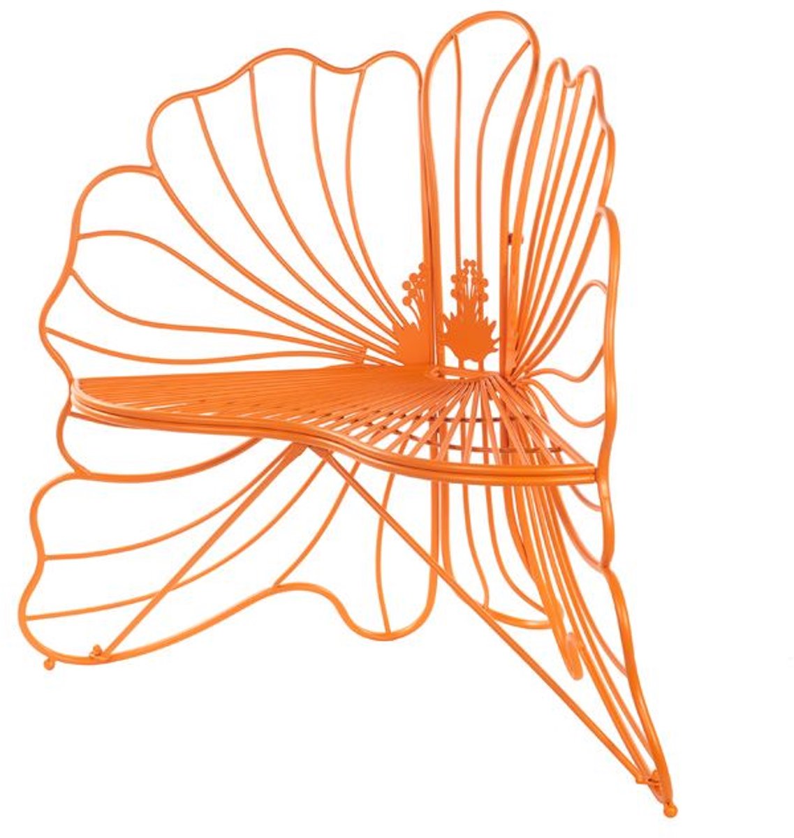 Tuinstoel Bloemvorm Oranje – Metalen Outdoor Lounge Stoel – Weerbestendige Design Tuinstoel – Unieke Flower Chair voor Tuin, Terras en Balkon