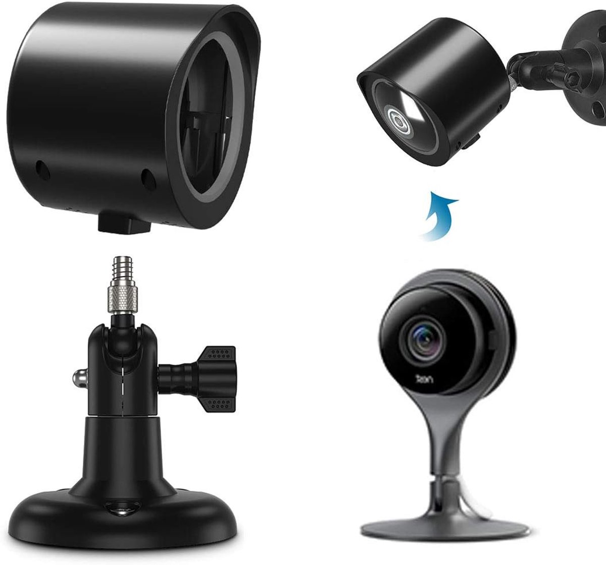 Camera houder set - Bewaking accessoires - Veiligheid thuis - 360 graden verstelbaar - 2-delig - Zwart
