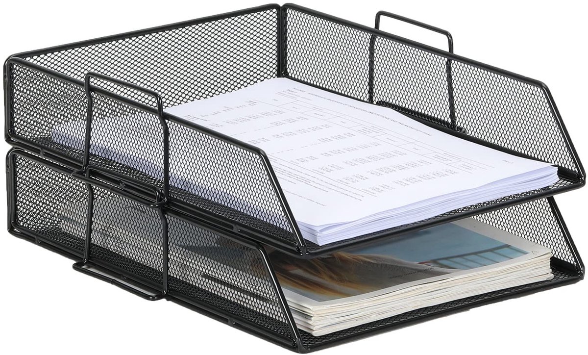 Dailygoods- Documenthouder A4 - Stapelbare Bureau Organizer - Bureaublad van Roestvrij Staal - Duurzaam en Stijlvol - Metalen Constructie - Elegante Industriële Uitstraling - Brievenbak