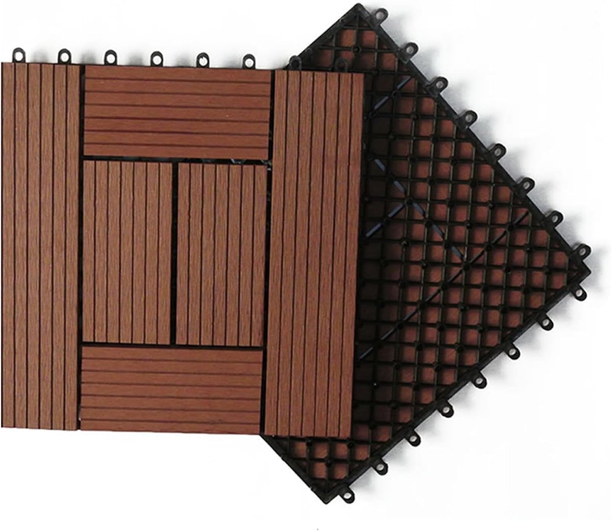 Houten Dektegels - Patio Vloeren - Buiten Gebruik - In elkaar Grijpend Systeem - 30x30 cm - Acacia Hout