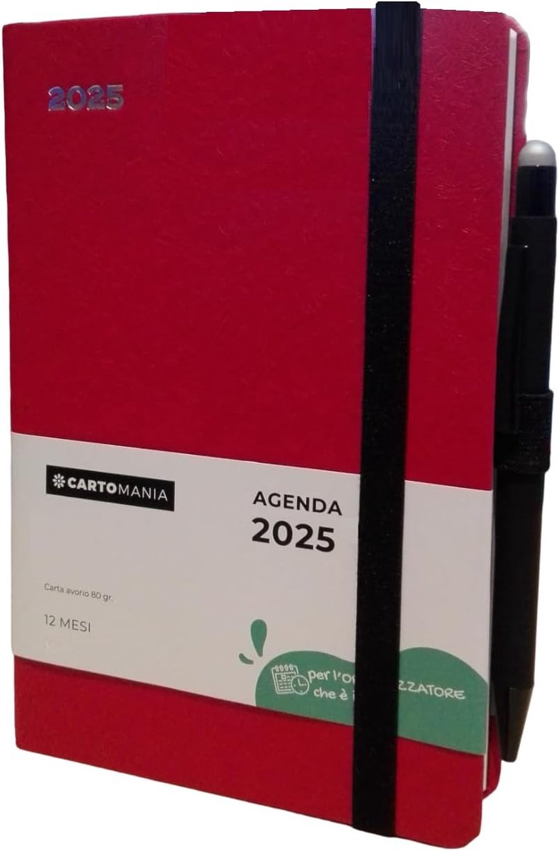 Agenda 2025 - Weekplanner Kalender - Afspraken Plannen - Vaste Blok Indeling - 13 x 9 cm - Rood