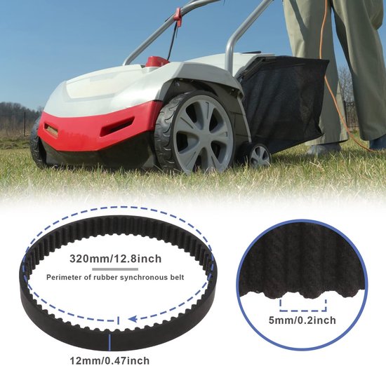 Solidchoice- Aandrijfriem Rubber - 64 Tanden - 5 mm Tandhoogte - 12 mm Breedte - 320 mm Omtrek - Gesloten Lus - Vervangende Accessoires - Riem van Solidchoice — afbeelding 5