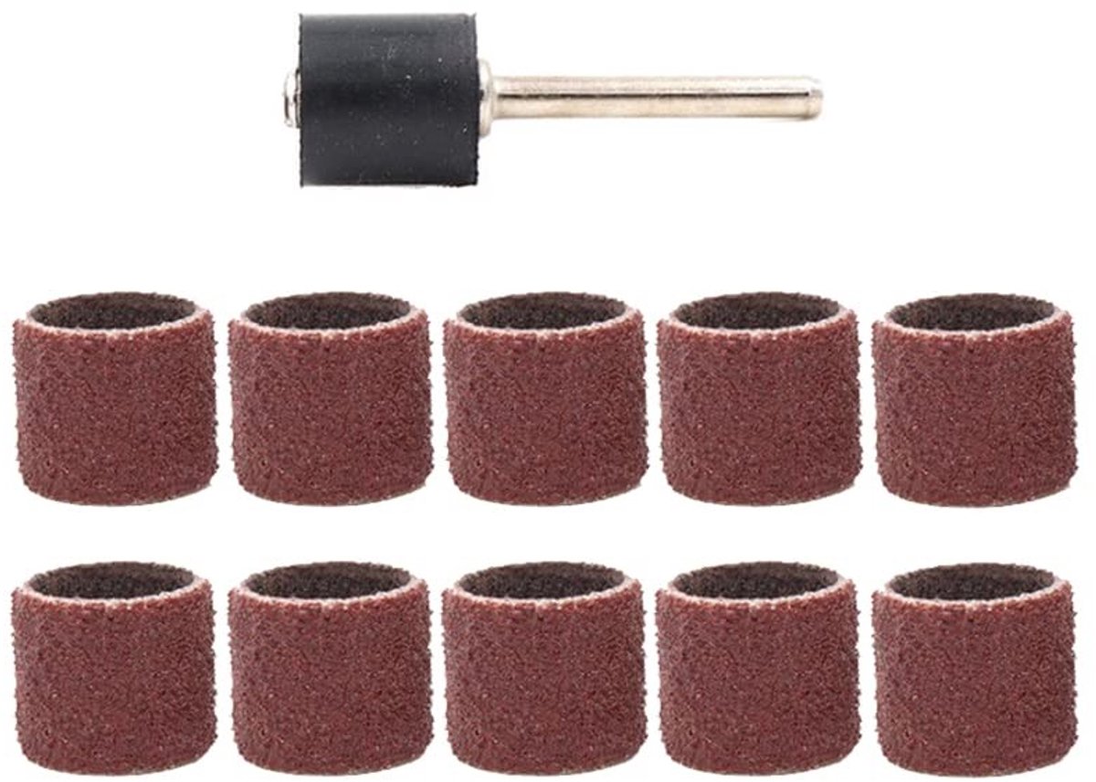 Dailygoods- Schuurmouw 12,7 mm - Schuurbanden 100 Grit - Duurzaam - Slijtvast - Set van 11 - Uniforme deeltjesgrootte - Schuurband