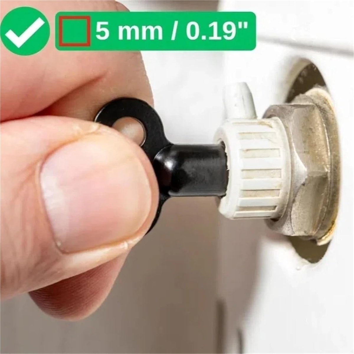 Radiatorsleutel - Ontluchtingssleutel - Centrale Verwarming - Verlengd Handvat - 5 mm - Zwart