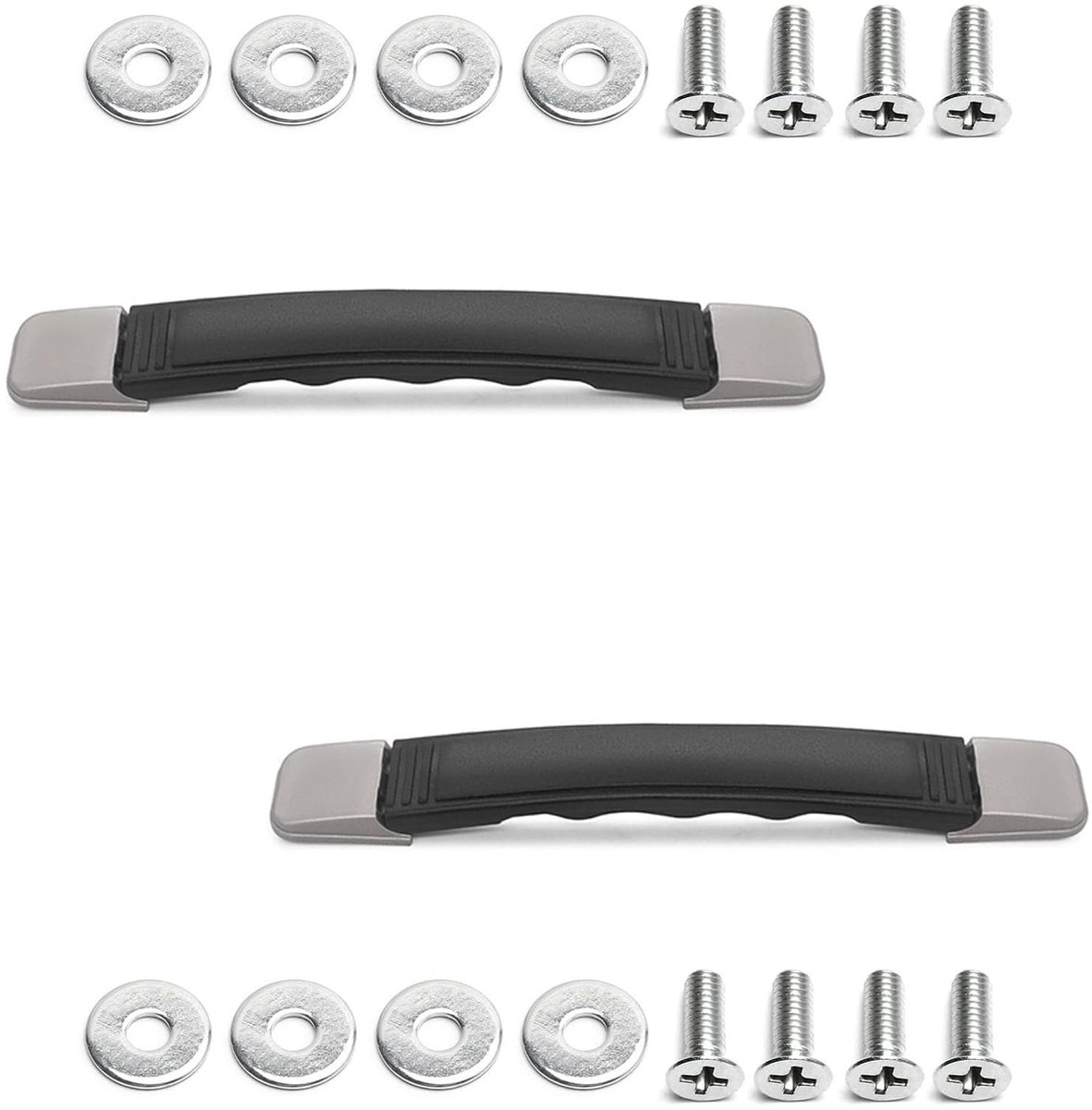 Dailygoods- Kofferhandvat - 2 Stuks - Zinklegering/PVC - Zwart/Zilver - Lichtgewicht - Duurzaam - Totale lengte 19.8 cm - Kofferhandgrepen