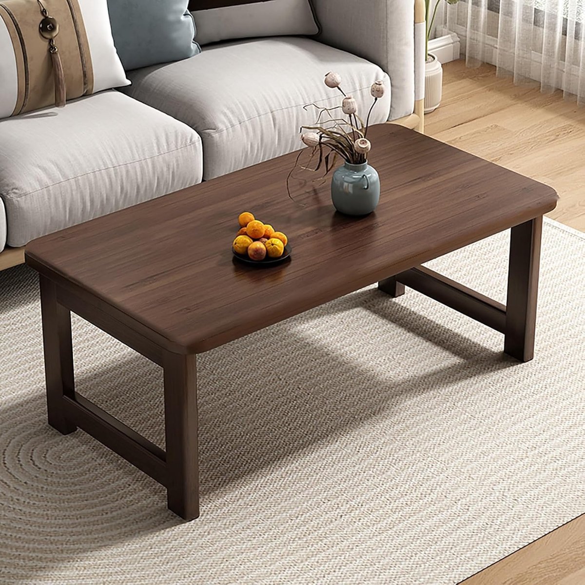 Opvouwbare salontafel - Lage bijzettafel - Woonkamer inrichten - Geen montage nodig - 120x48x30cm - Walnoot