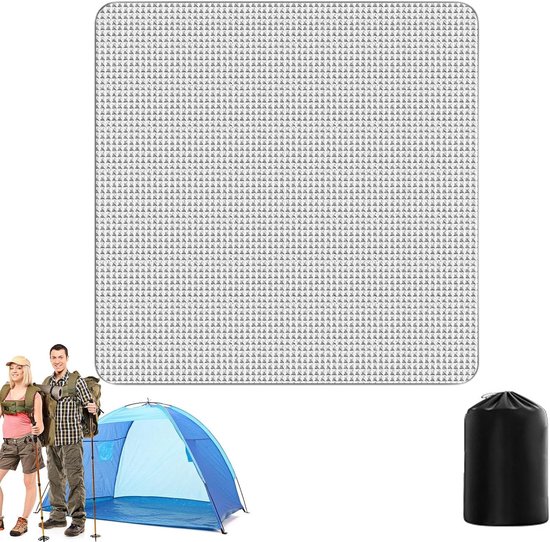 Kampeer Mat - Isolatie Ondergrond - Buiten Ontspannen - Aluminium Folie - 200x200cm - Grijs — afbeelding 3