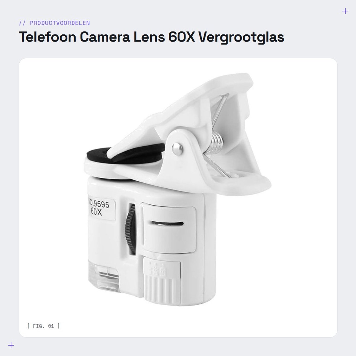 Dailygoods - Telefoon Camera Lens - 60X Vergrootglas - Mini Pocket Scope - Draagbaar - UV Licht - Professionele Clip Microscoop - Geschikt voor Android