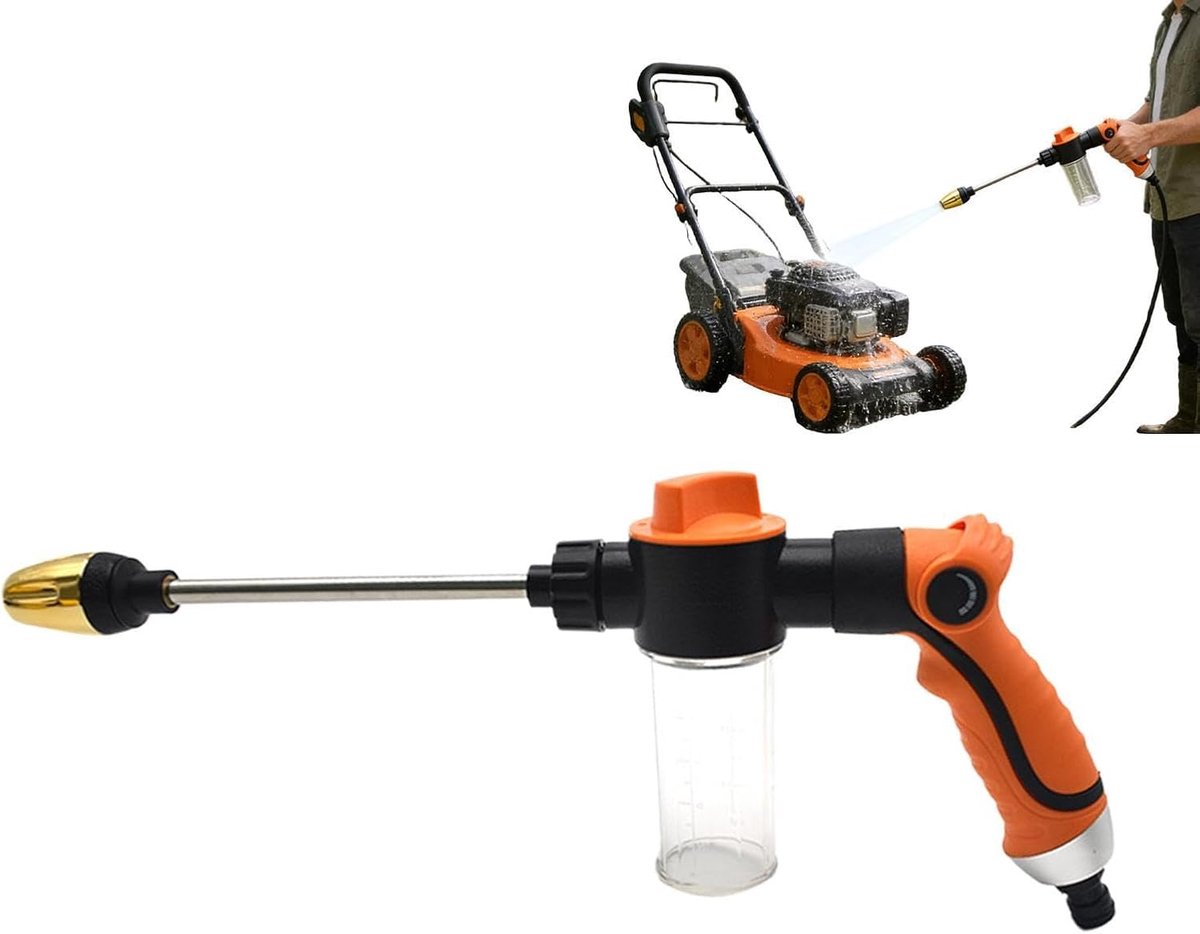 Tuinslang mondstuk - Krachtig gereedschap - Auto en tuin - Geïntegreerde drukversterker - 38.5 cm lang - Geel zwart