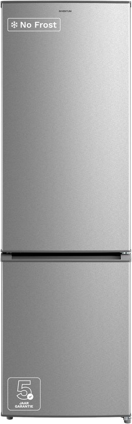 Inventum KV1808R No Frost energiezuinige koel-vriescombinatie - 180 cm hoog - 270 liter - Superkoelen - Supervriezen - Energielabel D - Vrijstaand - RVS